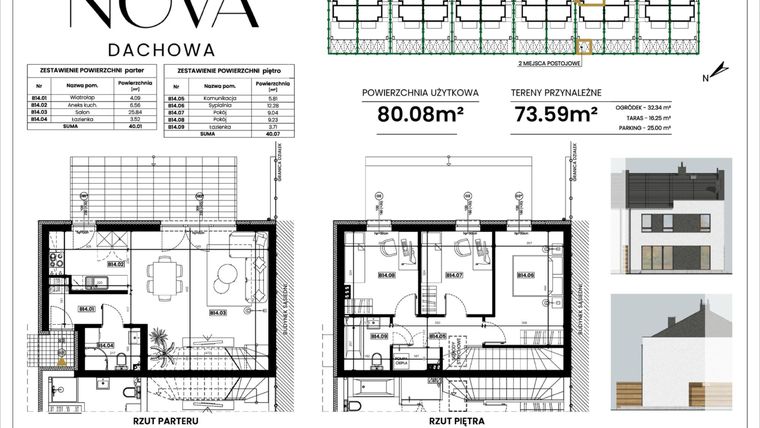 Rzut - Dom na sprzedaż 4 pokoje o powierzchni 80,54 m² - numer B14 w Nova Dachowa II