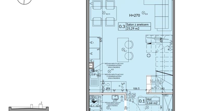 Rzut - Dom na sprzedaż 3 pokoje o powierzchni 62,3 m² - numer 36A w Osiedle Stokrotki etap 4 i 5
