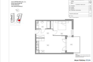 Rzut - Mieszkanie na sprzedaż 2 pokoje o powierzchni 50,57 m² - numer B.26 w Villa Verona Mielno