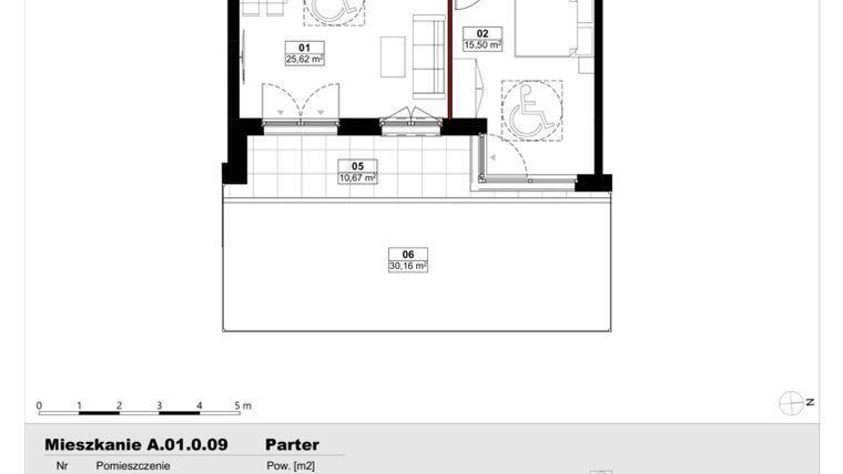 Rzut - Mieszkanie na sprzedaż 3 pokoje o powierzchni 52,62 m² - numer A01.0.09 w Skwer Witosa
