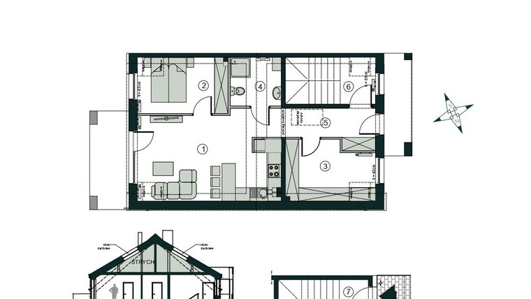Rzut - Mieszkanie na sprzedaż 3 pokoje o powierzchni 66,43 m² - numer G2 w Aleja Wiśniowa Pogórze