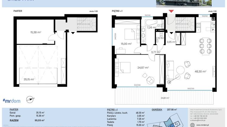 Rzut - Mieszkanie na sprzedaż 3 pokoje o powierzchni 154,48 m² - numer 9.2.1 w Brizo Park