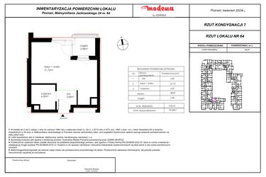 Rzut - Mieszkanie na sprzedaż 1 pokój o powierzchni 29,68 m² - numer 64 w Modena I