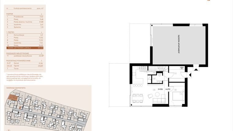 Rzut - Mieszkanie na sprzedaż 5 pokoi o powierzchni 101,03 m² - numer A16 w Kosocicka Ambient