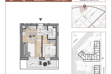 Rzut - Mieszkanie na sprzedaż 2 pokoje o powierzchni 36,64 m² - numer 42 w Urok Jagienki