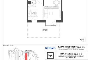 Rzut - Mieszkanie na sprzedaż 2 pokoje o powierzchni 43,61 m² - numer C.0M01 w Foresteria