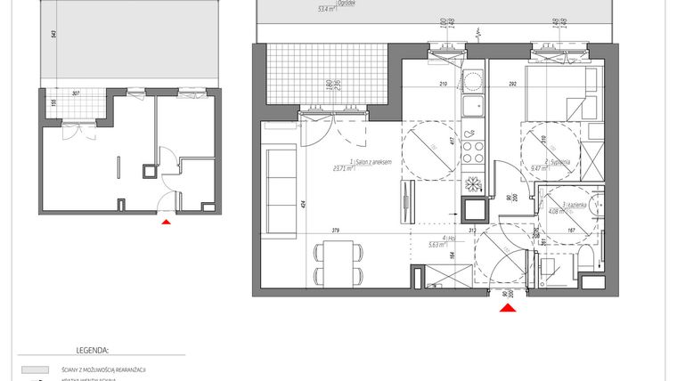 Rzut - Mieszkanie na sprzedaż 2 pokoje o powierzchni 42,89 m² - numer D/008/M w City Vibe