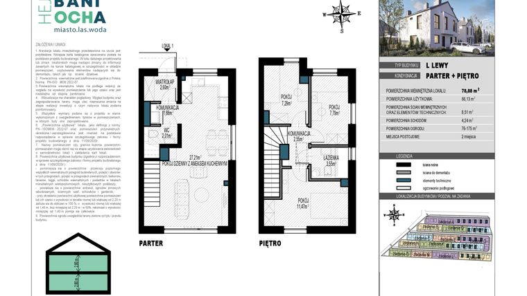 Rzut - Dom na sprzedaż 4 pokoje o powierzchni 78,88 m² - numer A6.2 w HEJ! Baniocha