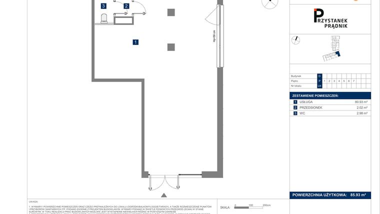 Rzut - Lokal użytkowy na sprzedaż 1 pokój o powierzchni 85,93 m² - numer U4 w Przystanek Prądnik