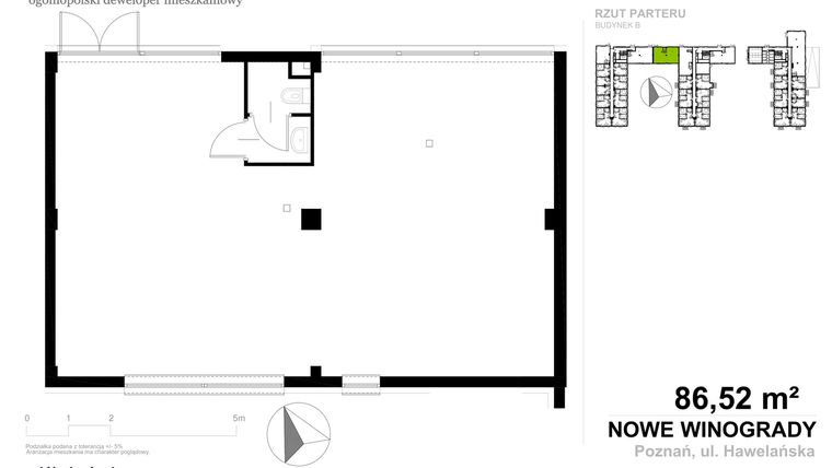 Rzut - Lokal użytkowy na sprzedaż 1 pokój o powierzchni 86,52 m² - numer LU.003 w Nowe Winogrady