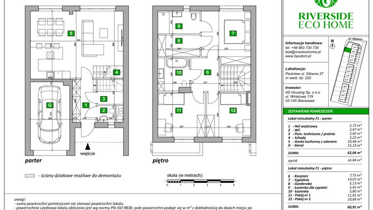 Rzut - Dom na sprzedaż 4 pokoje o powierzchni 123 m² - numer F1 w Riverside Eco Home