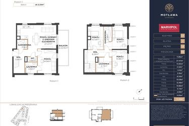 Rzut - Mieszkanie na sprzedaż 5 pokoi o powierzchni 117,87 m² - numer C7.M4 w Motława Garden