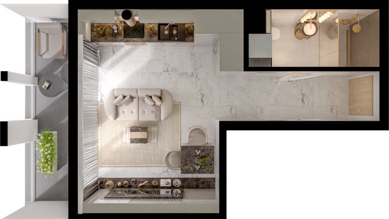 Rzut - Mieszkanie na sprzedaż 1 pokój o powierzchni 28,21 m² - numer A2/4/4 w GEMINI G-7