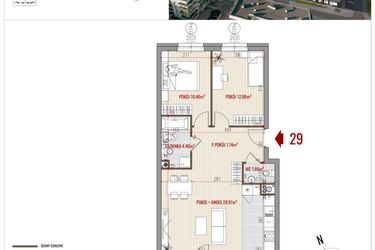 Rzut - Mieszkanie na sprzedaż 3 pokoje o powierzchni 65,37 m² - numer 29 w HUZAR B3