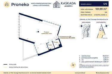 Rzut - Lokal użytkowy na sprzedaż 1 pokój o powierzchni 101,99 m² - numer U4 w Kaskada Jasień - etap II