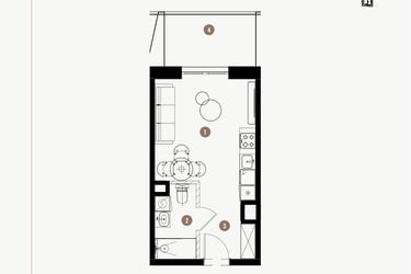 Rzut - Mieszkanie na sprzedaż 1 pokój o powierzchni 25,56 m² - numer 4.08 w WIMA APARTMENTS