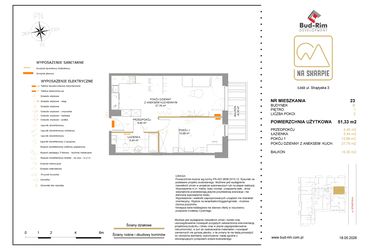 Rzut - Mieszkanie na sprzedaż 2 pokoje o powierzchni 51,33 m² - numer B23 w Na Skarpie bud. B