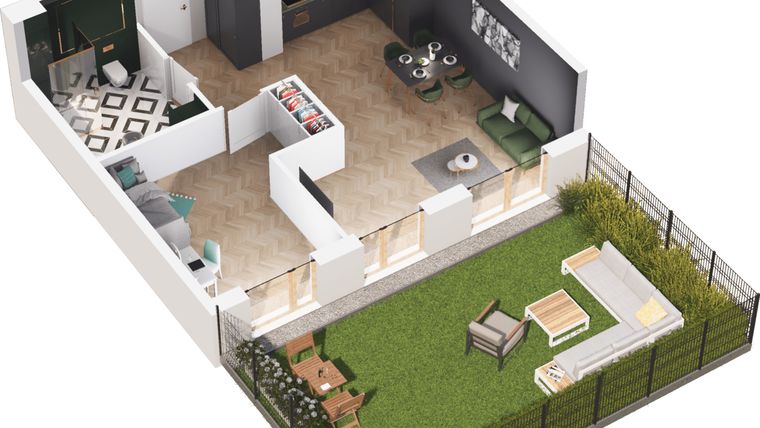 Rzut - Mieszkanie na sprzedaż 2 pokoje o powierzchni 55,94 m² - numer A3.100.M04 w Mieszkaj w mieście - Ogrody Glogera