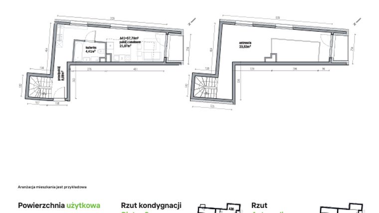 Rzut - Mieszkanie na sprzedaż 2 pokoje o powierzchni 57,7 m² - numer A41 w Traugutta Vita