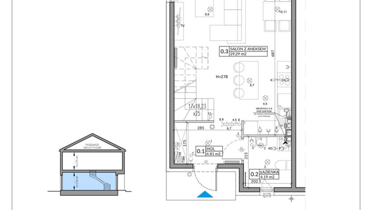 Rzut - Mieszkanie na sprzedaż 4 pokoje o powierzchni 82,75 m² - numer 53A w Domy na Witosa etap 2A i 2B