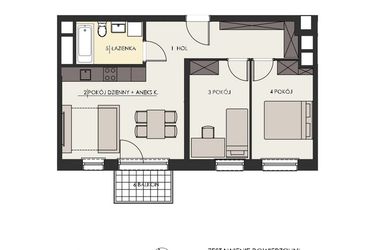 Rzut - Mieszkanie na sprzedaż 3 pokoje o powierzchni 55,78 m² - numer 38 w Osiedle Platinum III