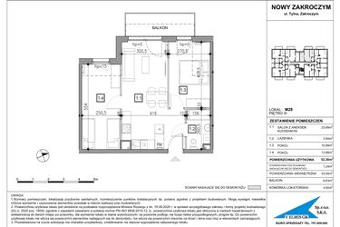 Rzut - Mieszkanie na sprzedaż 3 pokoje o powierzchni 52,48 m² - numer 28 w Nowy Zakroczym