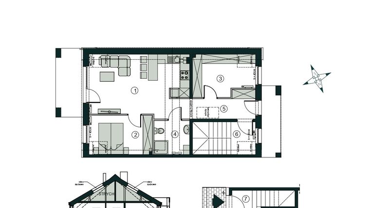 Rzut - Mieszkanie na sprzedaż 3 pokoje o powierzchni 66,43 m² - numer J2 w Aleja Wiśniowa Pogórze