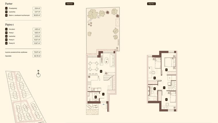 Rzut - Mieszkanie na sprzedaż 4 pokoje o powierzchni 75,07 m² - numer 05.2 w Bukowa