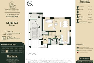 Rzut - Dom na sprzedaż 5 pokoi o powierzchni 175,47 m² - numer D2 w Aleja Ptaków Leśnych