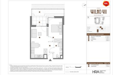 Rzut - Mieszkanie na sprzedaż 2 pokoje o powierzchni 36,21 m² - numer C.98 w Osiedle Wilno VII etap 3