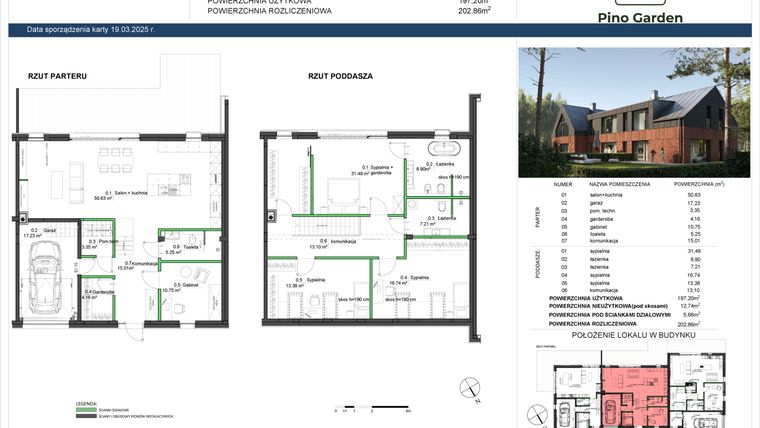 Rzut - Dom na sprzedaż 5 pokoi o powierzchni 197,2 m² - numer M-2 w Pino Garden 2