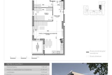 Rzut - Mieszkanie na sprzedaż 3 pokoje o powierzchni 58,95 m² - numer M-22 w Osiedle Radosne II