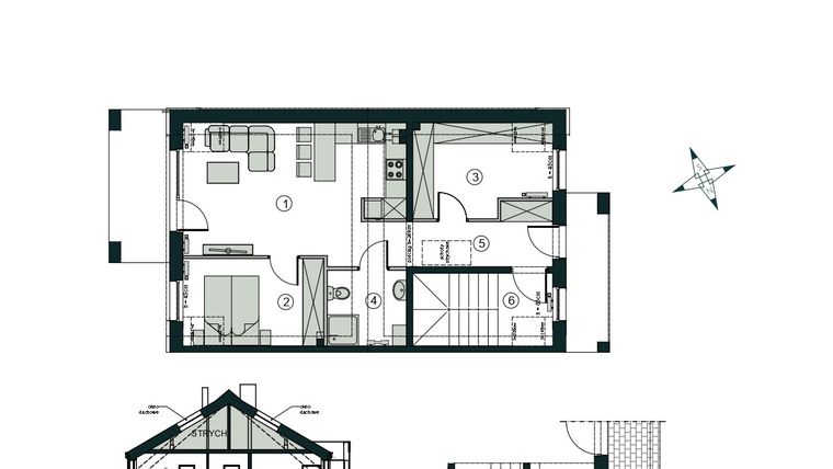 Rzut - Mieszkanie na sprzedaż 3 pokoje o powierzchni 54,93 m² - numer T2 w Aleja Wiśniowa Pogórze