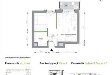Rzut - Mieszkanie na sprzedaż 1 pokój o powierzchni 33,12 m² - numer 2.1.M11 w Morska Vita