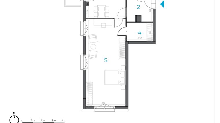 Rzut - Mieszkanie na sprzedaż 1 pokój o powierzchni 63,57 m² - numer 2.M.20 w Incepti Gaj 2