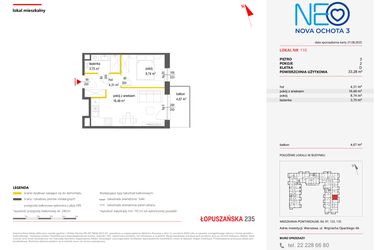 Rzut - Mieszkanie na sprzedaż 2 pokoje o powierzchni 33,28 m² - numer 110 w Neo Nova Ochota 3
