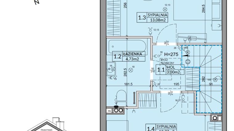 Rzut - Dom na sprzedaż 3 pokoje o powierzchni 72,53 m² - numer 47A w Nova Magdalenka 7 etap IX-XII
