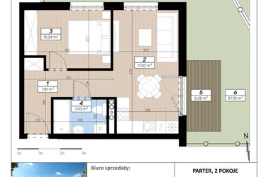 Rzut - Mieszkanie na sprzedaż 2 pokoje o powierzchni 38,98 m² - numer F/0/1 w Limone
