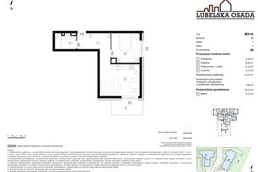 Rzut - Mieszkanie na sprzedaż 2 pokoje o powierzchni 41,61 m² - numer B5.30 w Lubelska Osada budynek B5
