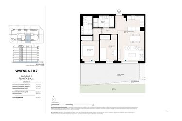 Rzut - Mieszkanie na sprzedaż 2 pokoje o powierzchni 95,81 m² - numer 1.0.7 w Apartamenty w La Vila Joiosa - 28003245