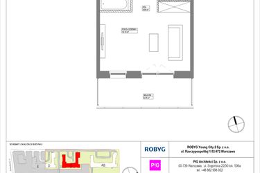 Rzut - Mieszkanie na sprzedaż 1 pokój o powierzchni 30,46 m² - numer MLAC/A/1/1 w Metro Life Apartamenty CD