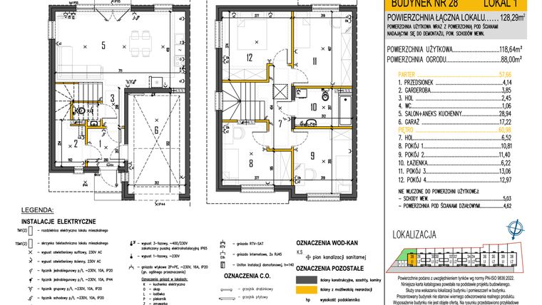 Rzut - Dom na sprzedaż 5 pokoi o powierzchni 118,64 m² - numer 28/1 w Osiedle Skrzetuskiego II