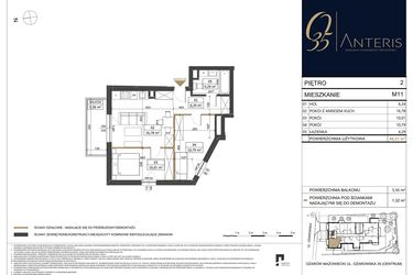 Rzut - Mieszkanie na sprzedaż 3 pokoje o powierzchni 48,21 m² - numer M.11 w Ożarowska 35
