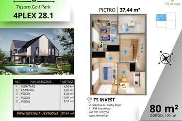 Rzut - Dom na sprzedaż 4 pokoje o powierzchni 80,68 m² - numer 4plex 28.1 w Tesoro Golf Park