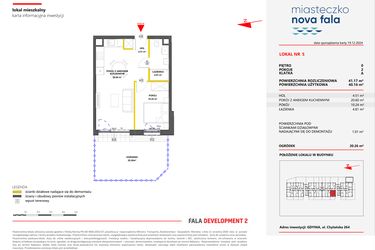 Rzut - Mieszkanie na sprzedaż 2 pokoje o powierzchni 41,17 m² - numer 5 w Miasteczko Nova Fala