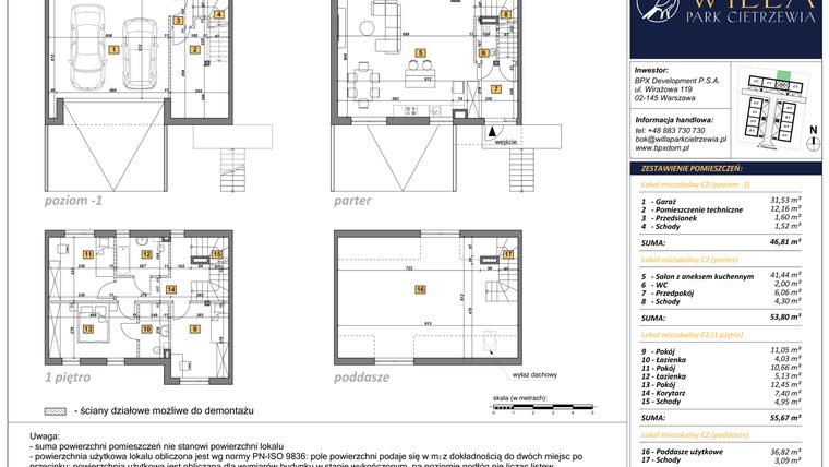 Rzut - Dom na sprzedaż 6 pokoi o powierzchni 196 m² - numer C2 w Osiedle Willa Park Cietrzewia