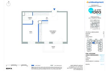 Rzut - Mieszkanie na sprzedaż 2 pokoje o powierzchni 48,37 m² - numer 50.4A w Osiedle Idea Aurora