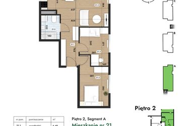 Rzut - Mieszkanie na sprzedaż 3 pokoje o powierzchni 54,18 m² - numer 21 w Słomczyńskiego Widoki