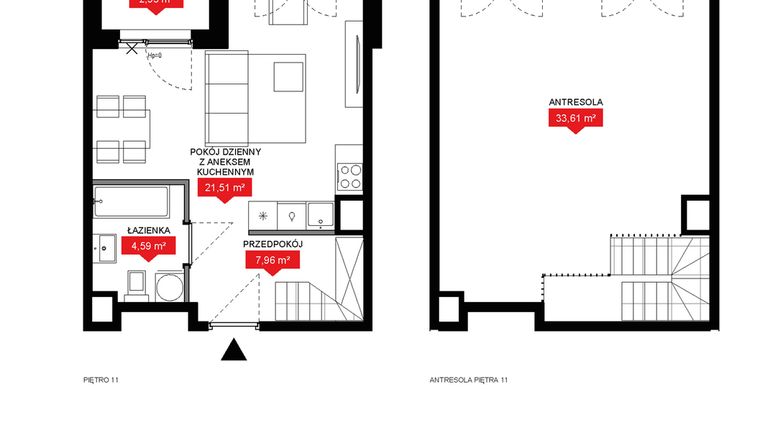 Rzut - Mieszkanie na sprzedaż 1 pokój o powierzchni 67,67 m² - numer A2 353 w 29L