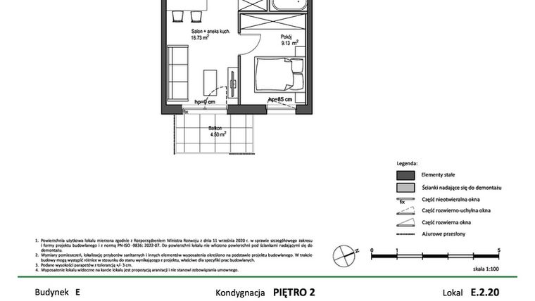 Rzut - Mieszkanie na sprzedaż 2 pokoje o powierzchni 31,91 m² - numer E.2.20 w Nowy Świat Ostoja etap II - EFG